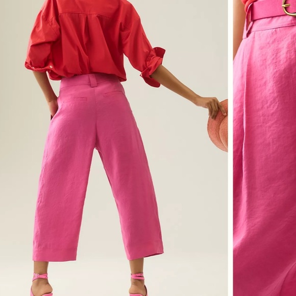Anthropologie Cropped Pleated Trousers NWT Size 10 - Picture 3 of 11
